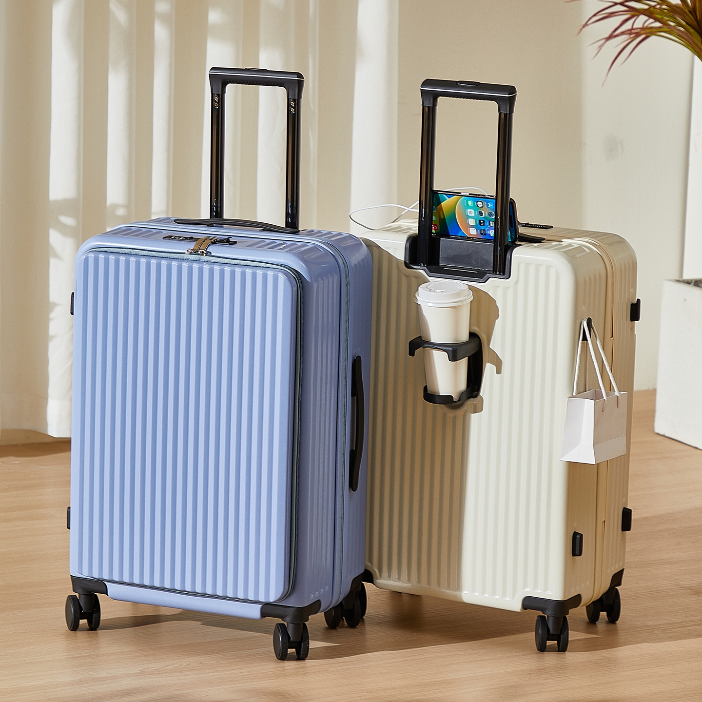 前侧开行李箱大容量男女2025新款多功能深仓登机箱商务旅行拉杆箱