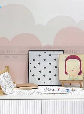 样板间奶油风儿童房软装彩绘摆件