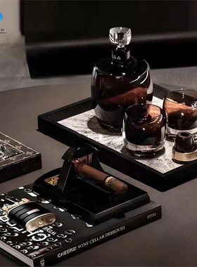 现代轻奢样板间茶几客厅飘窗吧台装饰品摆件存酒器酒杯酒具套装