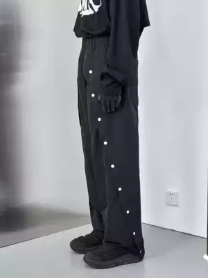 PCLP(PERCLIPS) slanted breasted trousers function button sports pants National Tide brand men and women casual thick cotton pants