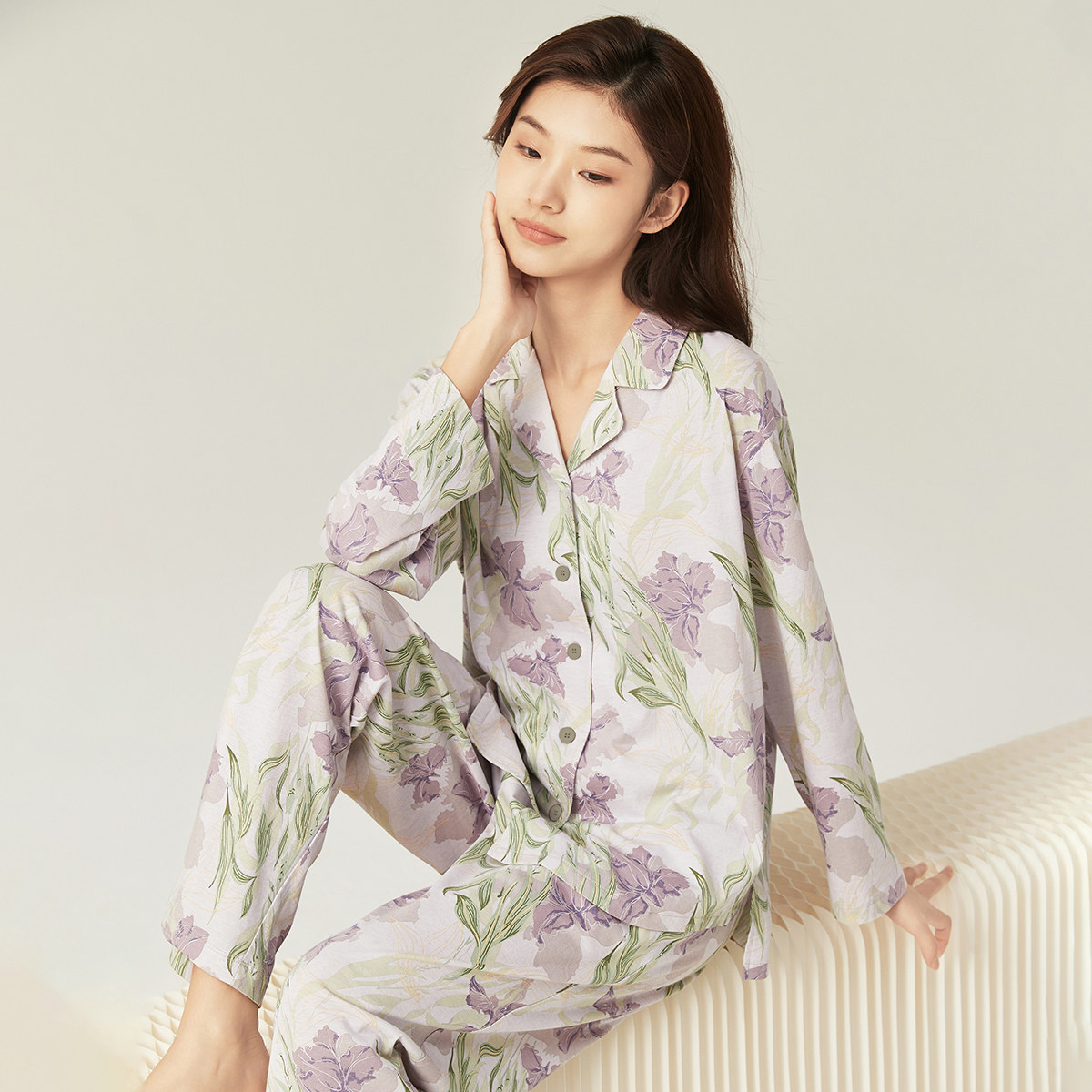 顶呱呱睡衣女春夏纯棉薄款长袖家居服休闲开衫顶瓜瓜全棉居家服女,女士内衣/男士内衣/家居服,睡衣/家居服套装,淘宝优惠券,粉丝福利购,淘宝优惠卷