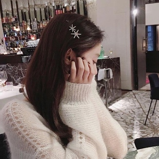 冬日初雪 韩国精致雪花发夹侧边高级感头饰品女气质秋冬2023新款