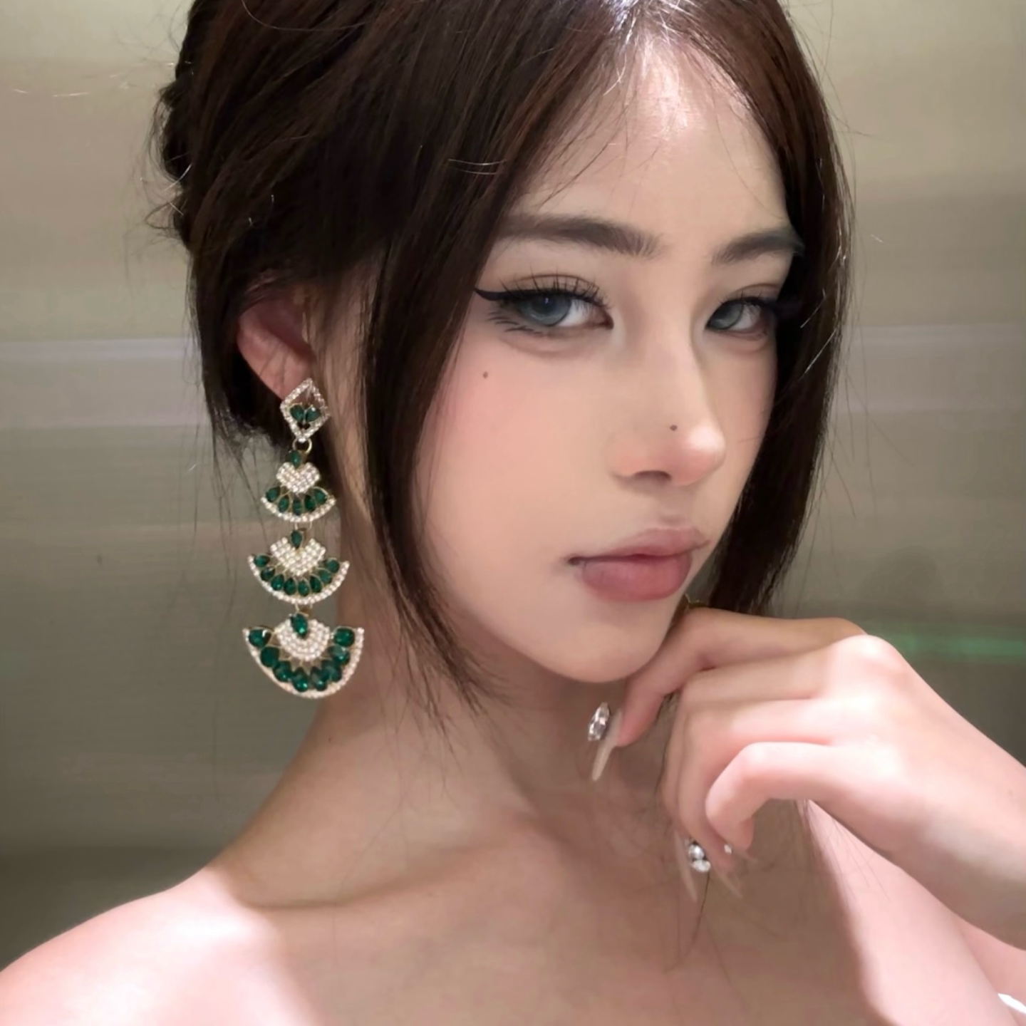 时髦精轻奢小众长款吊坠夸张耳环