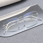 林德系列同款 2544竹节腿超轻纯钛无框眼镜高级感商务轻奢简约潮流