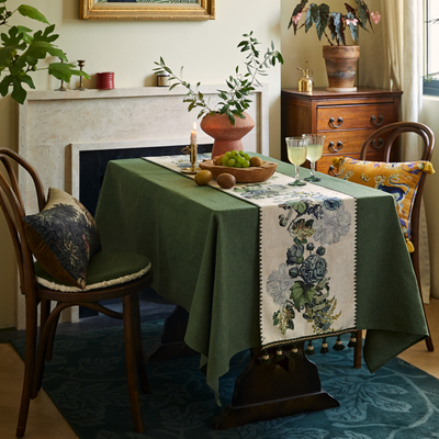 偏爱集圣诞节桌旗复古流苏高级感