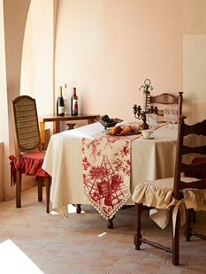 偏爱集美式桌旗复古轻奢田园风棉麻布艺流苏餐桌过年喜庆桌旗布u.