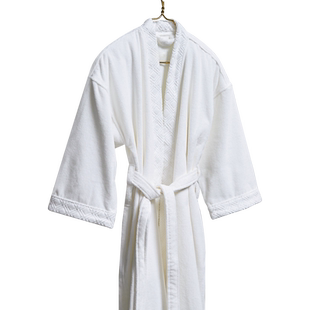 瑞吉五星级酒店和服七分袖割绒浴袍芙蕾特全棉浴衣
