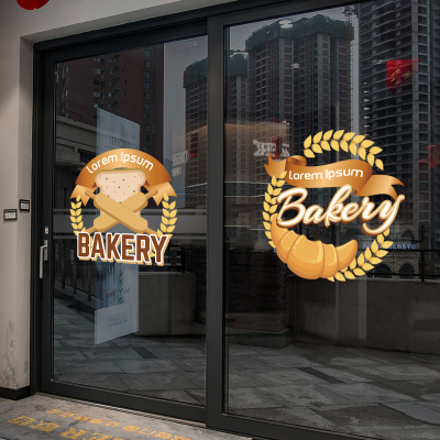 网红面包烘焙店铺商铺面包甜品橱窗玻璃门贴纸装饰艺术高级感贴画