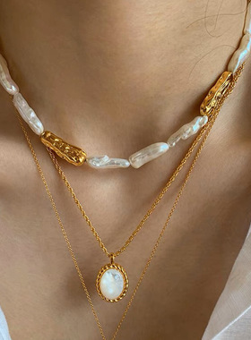 天然巴洛克淡水珍珠项链女复古高级感锁骨链项圈配饰首饰