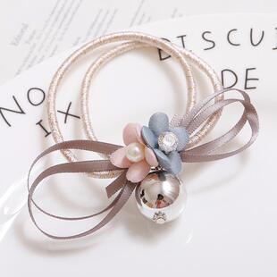 韩版甜美香风布艺大球球可爱花朵发圈发绳蝴蝶结-米迦美饰