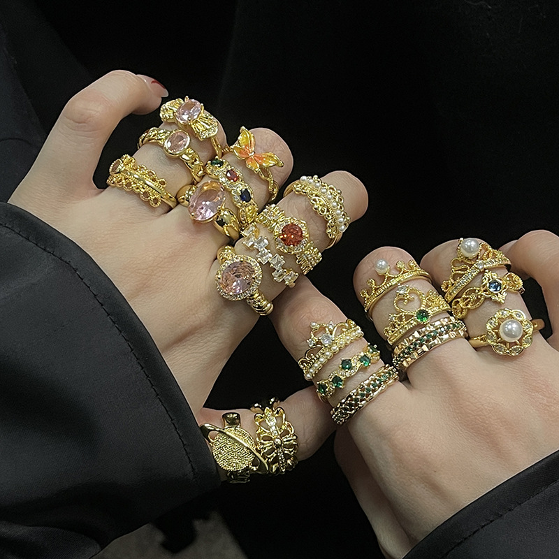 雕金系列复古宫廷风中古高级感法式开口戒指小众设计轻奢指环女潮