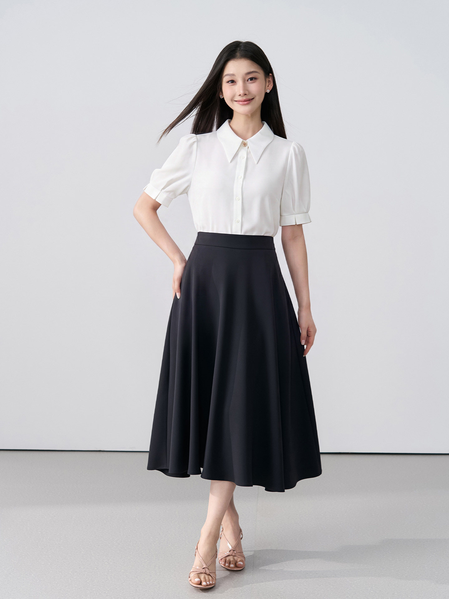 伯德小姐面试连衣裙女衬衫小个子穿搭裙子职业通勤衬衣正装套装裙