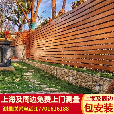防腐木栅栏户外花园围栏别墅庭院护栏碳化木围墙板栏杆实木栅栏门
