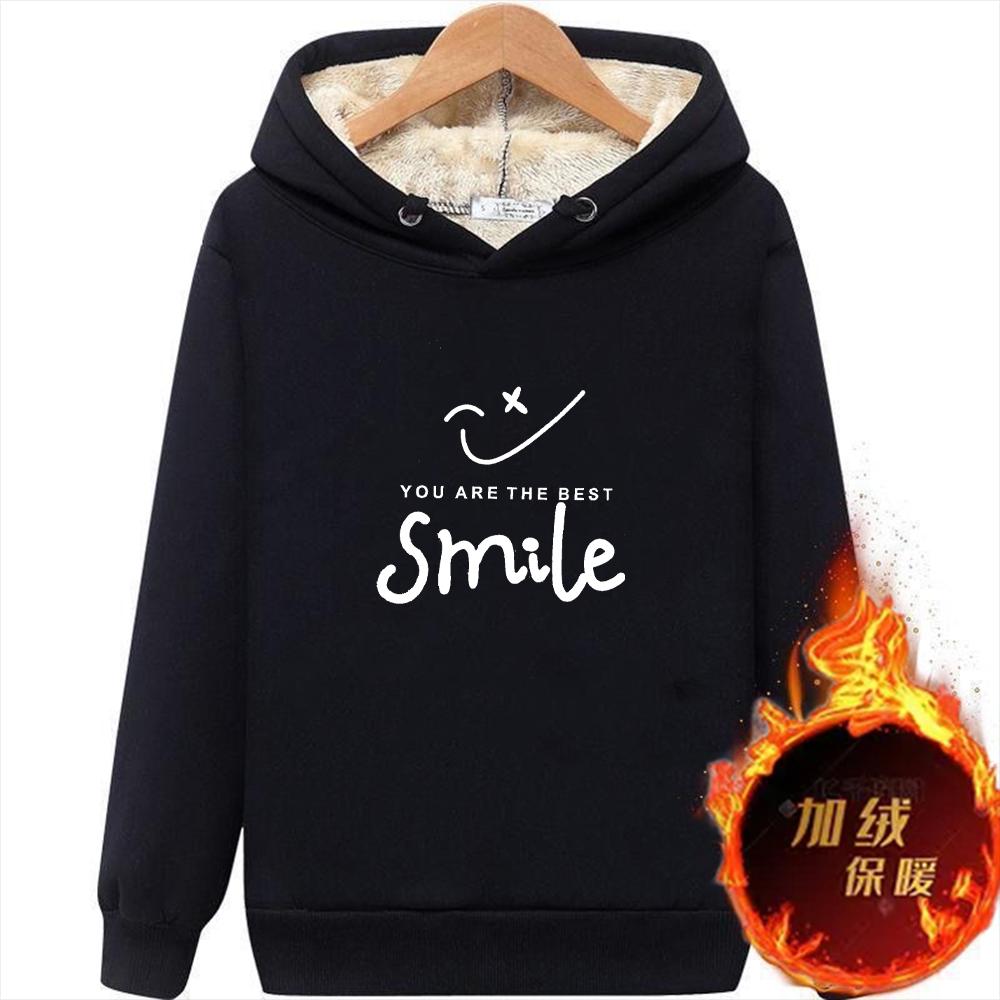 加绒加厚连帽卫衣男士保暖