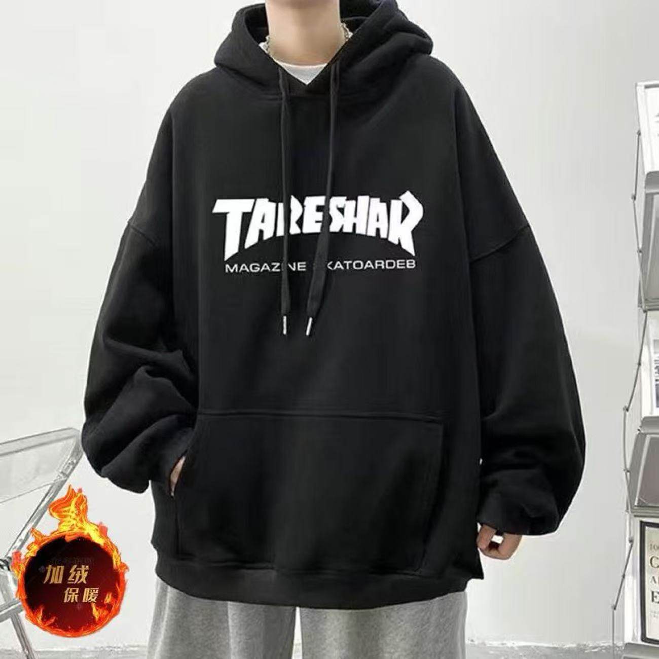 大码潮牌加绒加厚卫衣冬款上衣连帽衫男生宽松港风外套不起球,男装,卫衣,淘宝优惠券,粉丝福利购,淘宝优惠卷