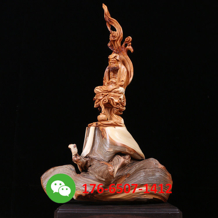 大师作品 太行崖柏木雕工艺品天然根雕摆件精品客厅 达摩悟道佛像