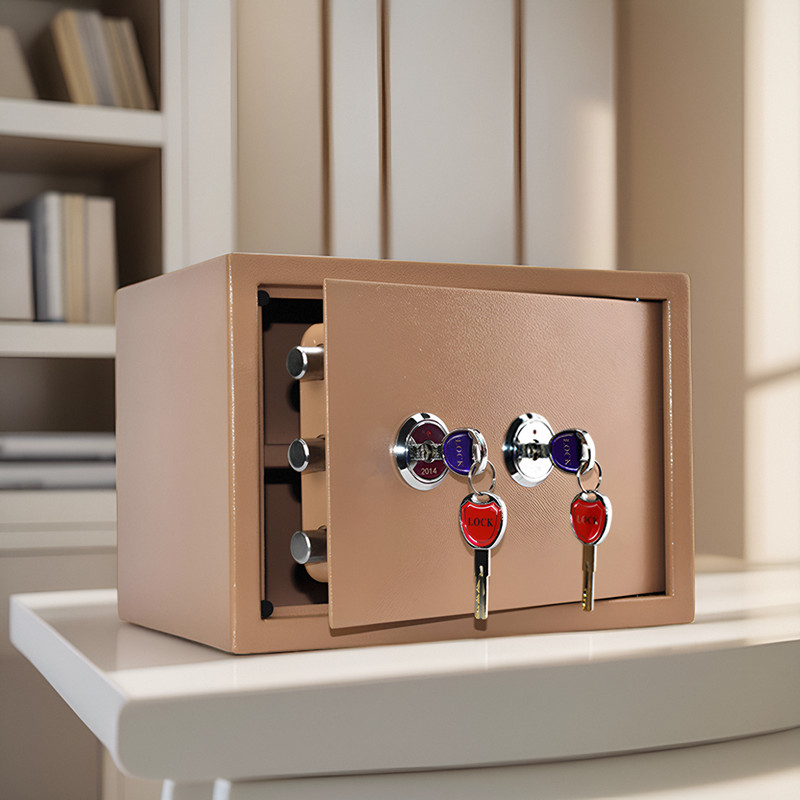 双锁收纳箱防火钱箱铁盒子保管箱