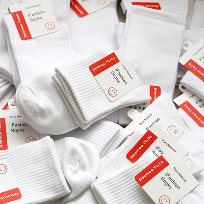 白色袜子运动男女棉袜学生中筒袜