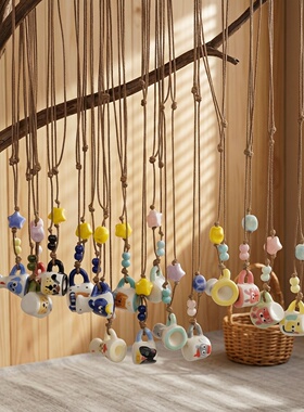 景德镇陶瓷手绘可爱水杯百搭项链