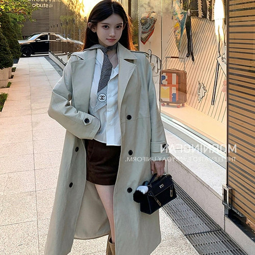 「苏黎世风衣」长款复古焦糖棕麂皮外套+时髦pu皮大衣秋