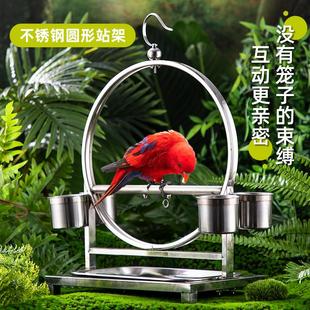 鸟站架鹦鹉鸟站架子小型大型不锈钢鸟架训鸟站架桌面落地鸟架脚新