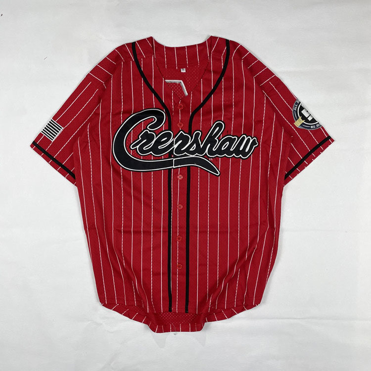 트렌디 한 유럽과 미국의 거리 대형 힙합 줄무늬 야구 유니폼 카디건 남성과 여성을위한 수 놓은 반팔 편지 힙합 저지