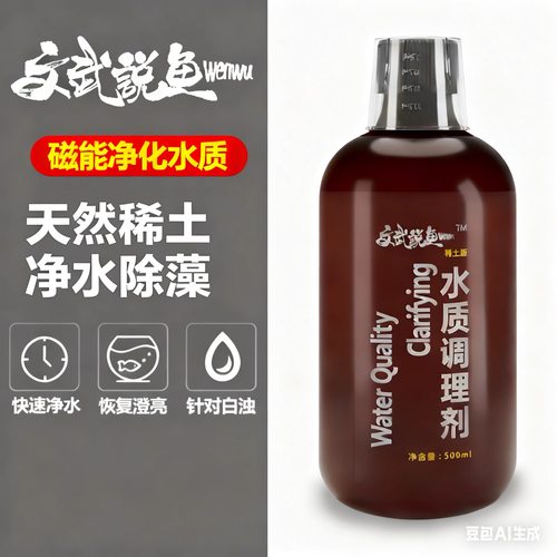 文武说鱼鱼缸水质调理剂净水清澈剂澄清剂水族箱除绿黄水稀土版