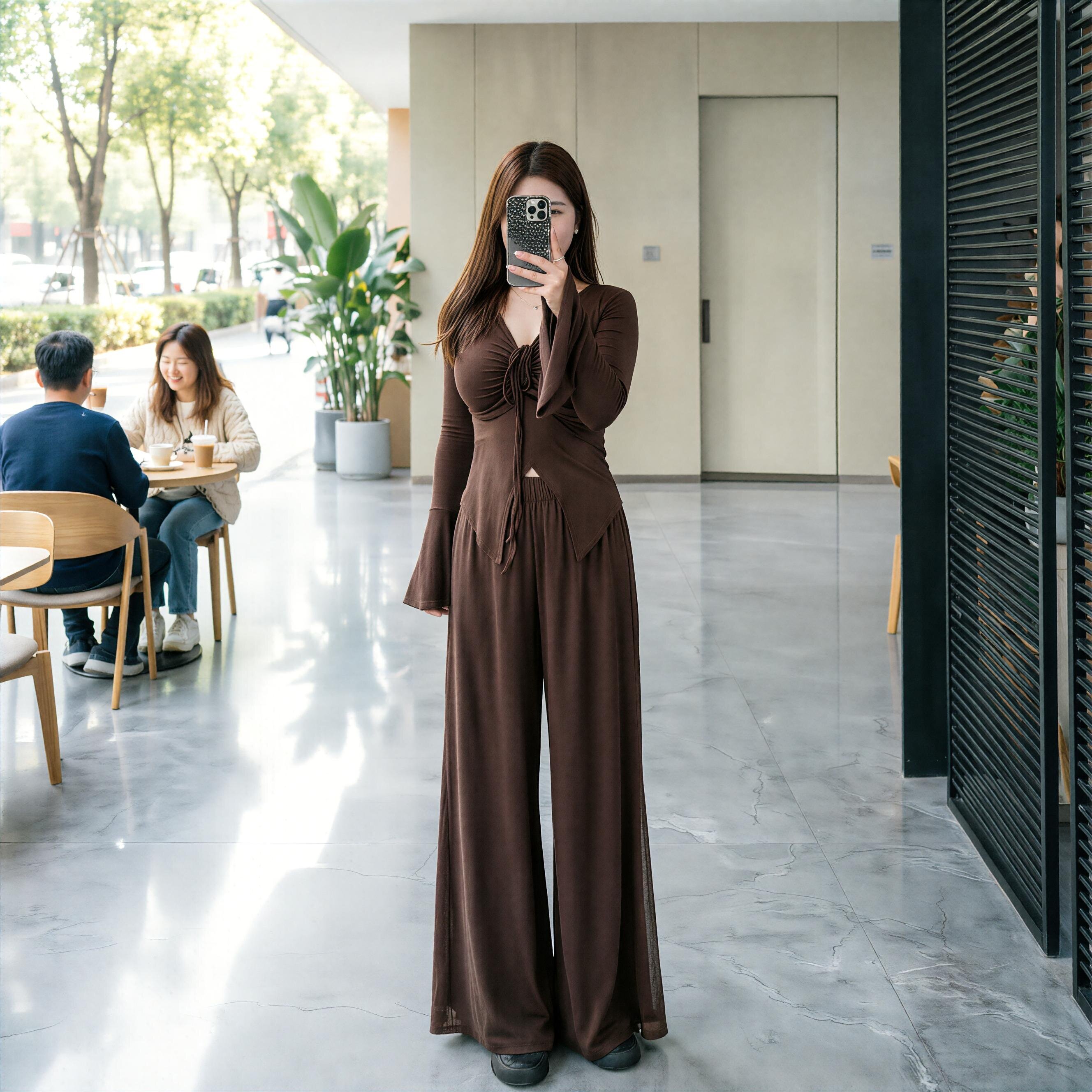 胖mm大码法式复古挂脖背心外搭开衫+高腰显瘦阔腿裤女早秋搭套装