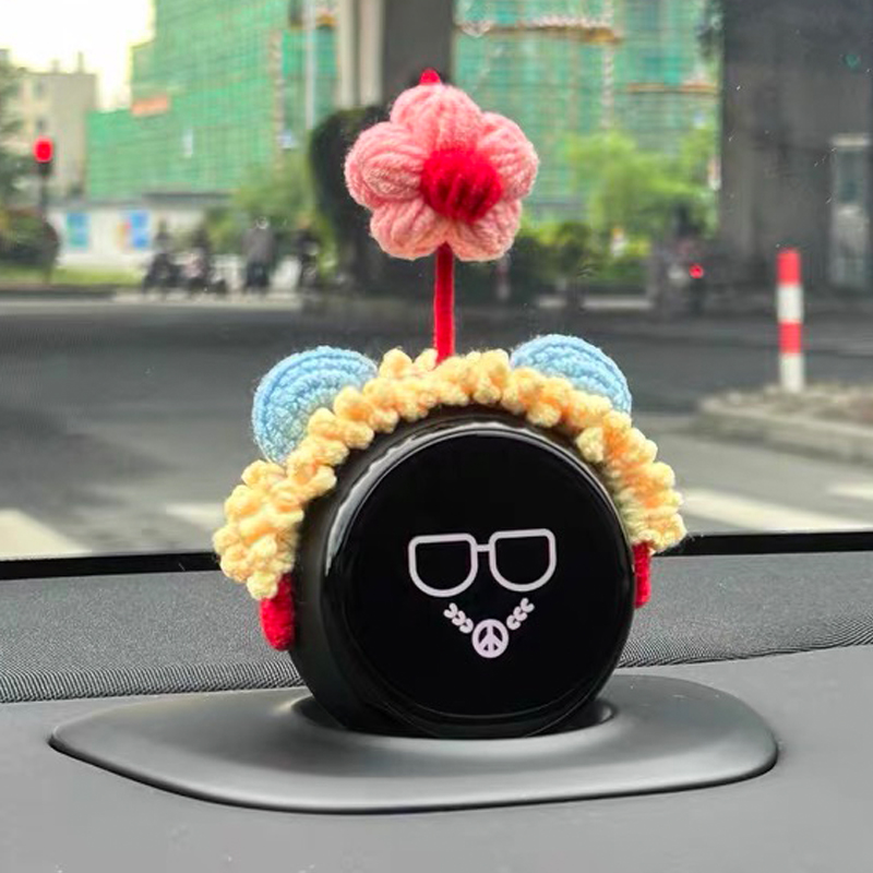 蔚来汽车nomi帽子麋鹿毛线帽头饰装饰粉色小花内饰配饰搞怪可爱