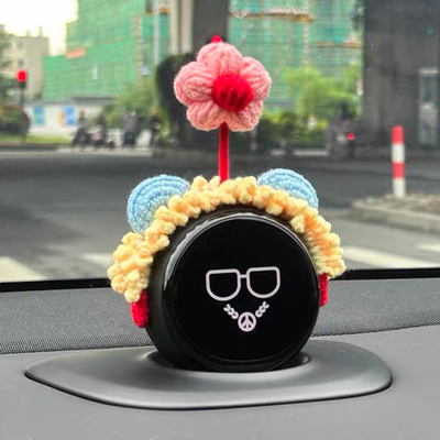 蔚来汽车nomi帽子麋鹿毛线帽头饰装饰粉色小花内饰配饰搞怪可爱