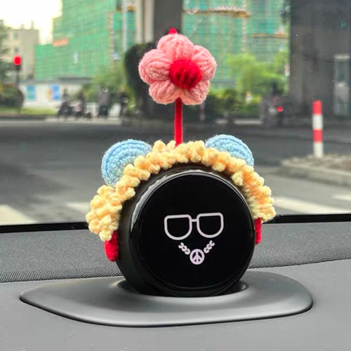 蔚来汽车nomi帽子麋鹿毛线帽头饰装饰粉色小花内饰配饰搞怪可爱