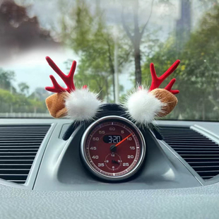 适用于保时捷卡宴macan中置控制台内饰圣诞鹿角摆件仪表罗盘装 饰