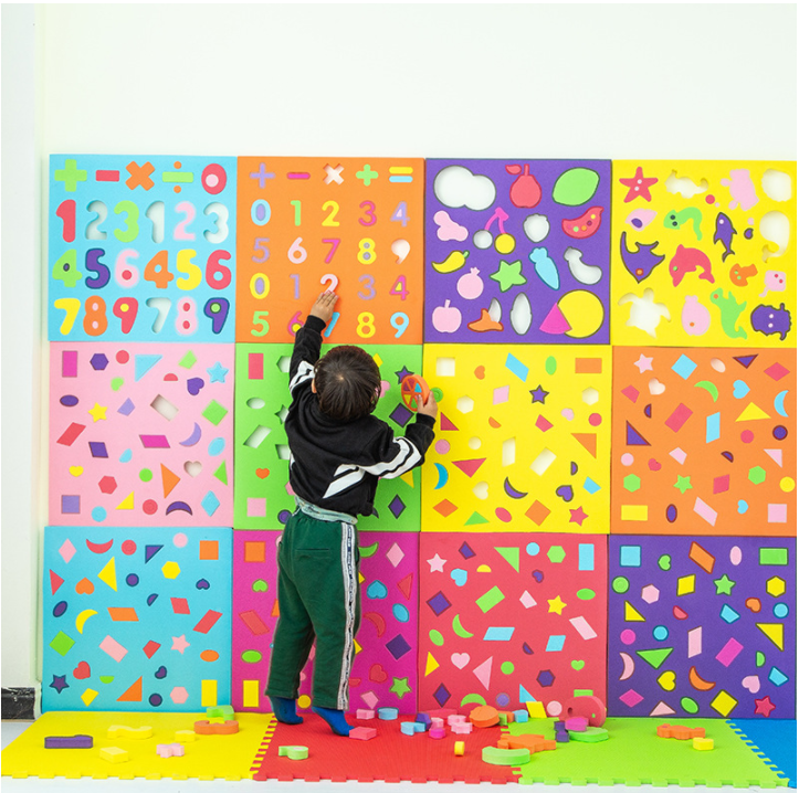 益智区墙面拼图数字颜色宝宝认知形状配对板布置早教中心挂墙玩具