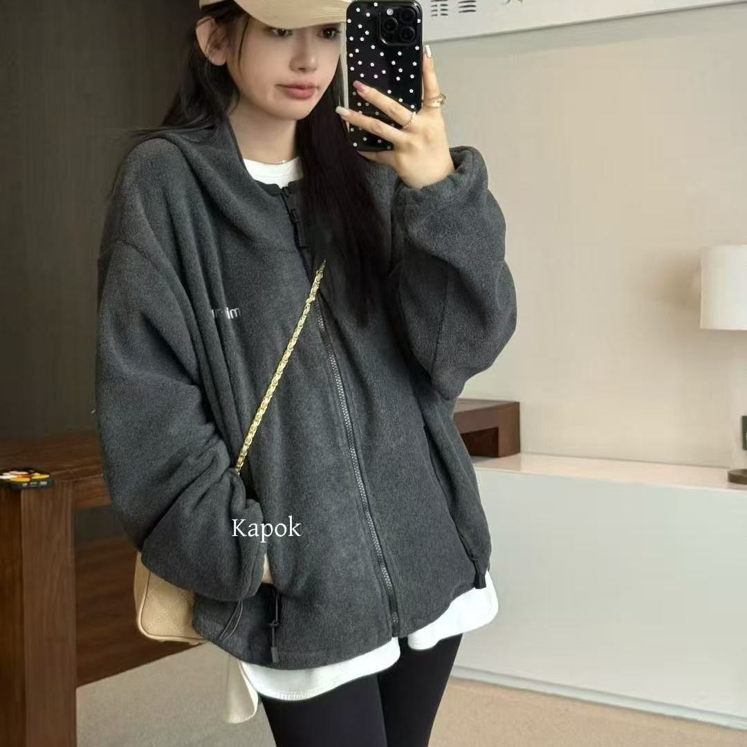 kapok2025秋冬新款韩版宽松休闲慵懒风百搭外套女潮夹克上衣25756