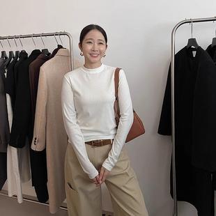 widelia陈姬儿秋冬半高领小立领加绒打底衫内搭外穿长袖女9585-1