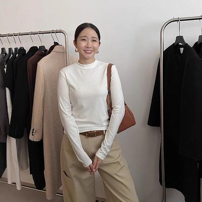 widelia陈姬儿秋冬半高领小立领加绒打底衫内搭外穿长袖女9585-1