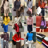 MORE 秋季 韩系圆领系扣100%羊毛针织衫 WAIT 女百搭开衫 毛衣03899