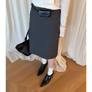 裙直筒通勤系带半身裙5091 高级感纯色西装 WAITMORE 2026春季