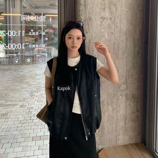 Kapok 拉链马甲女高级感叠穿坎肩上衣25521 秋季 简约黑色圆领无袖