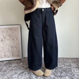 2025秋冬新款韩版高腰显瘦百搭休闲裤女宽松直筒阔腿牛仔裤女9708