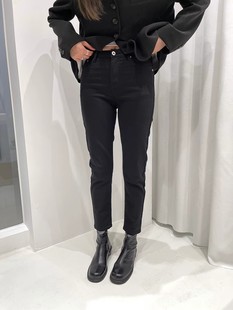 显瘦高腰牛仔裤 裤 黑色烟管裤 九分裤 子W05 直筒裤 widelia陈姬儿修身