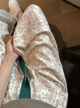 hers 一勺甜春夏薄款小清新碎花家居裤可外穿系带宽松休闲裤80429
