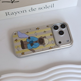 小众ins可爱迪迪睡衣猫咪电镀镜面银框磁吸手机壳iPhone17promax镜面手机壳16pro手机壳14pro全包13少女心