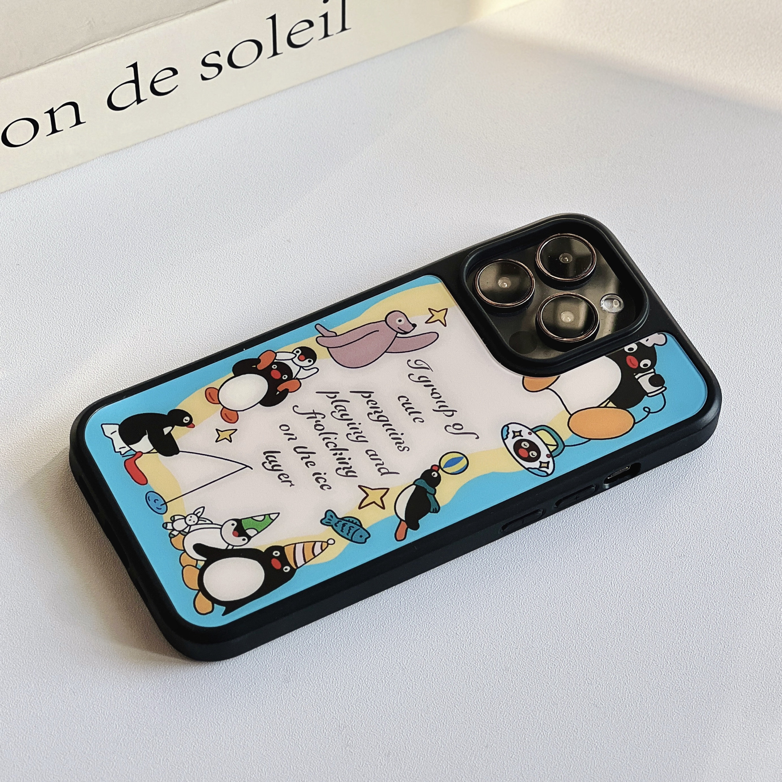 ins插画pingu企鹅黑框磨砂磁吸手机壳适用苹果iPhone16promax手机壳17pro玻璃手机壳14pro全包13趣味17图片