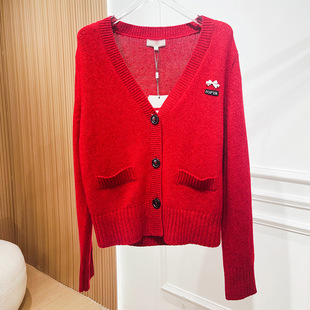 上衣XSJ1M02D V领针织两件套开衫 2026年春新新年元 旦氛围感针织衫