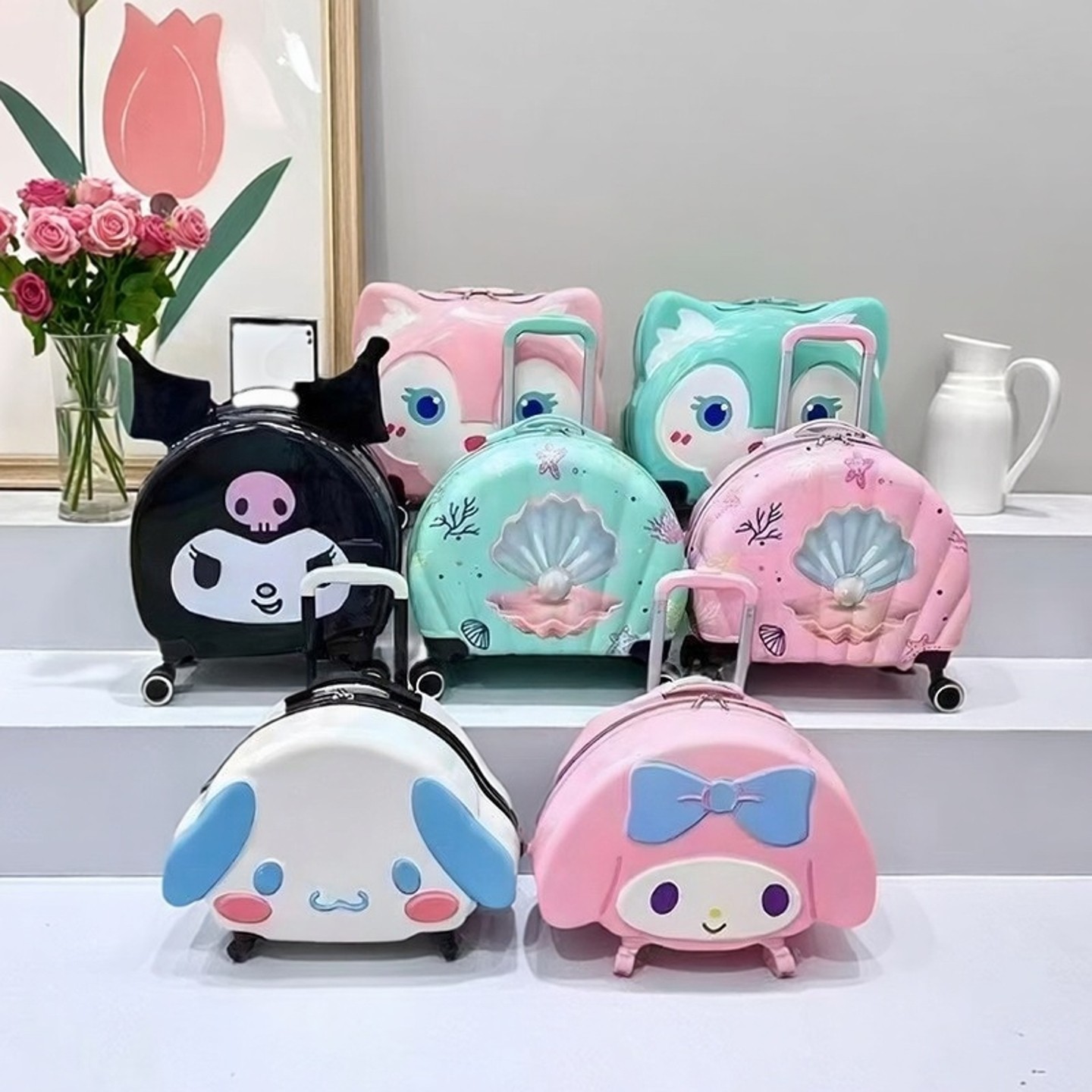 18寸可爱糖果色3D立体儿童拉杆箱万向轮可印字美乐蒂库洛米行李箱