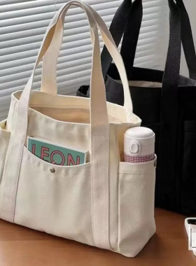 高颜值帆布托特包 女士上班通勤文艺包 大容量学生装书单肩布袋