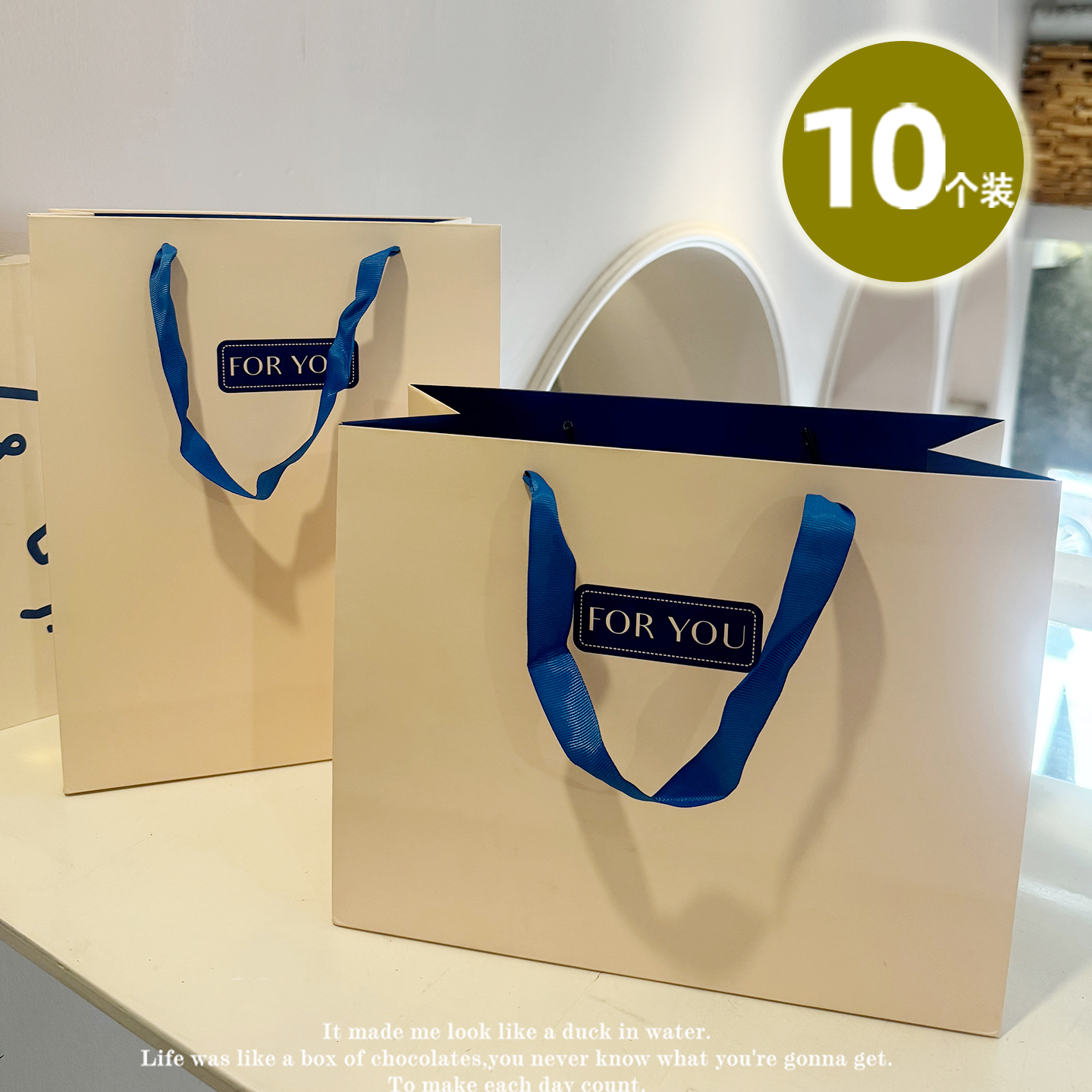 奶杏色简约手提袋服装袋子定制礼品袋包装袋纸袋生日礼物袋手提袋