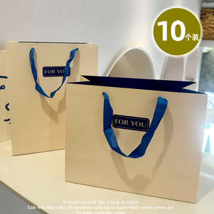 奶杏色简约手提袋服装袋子定制礼品袋包装袋纸袋生日礼物袋手提袋