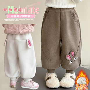 女小童加绒牛仔裤2025冬季新款儿童超好看韩系休闲裤宝宝冬装卫裤